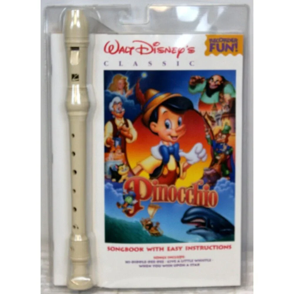 VTG 1990s Disney Pinocchio Recorder Songbook Sheet Music Large Easy Read Classic